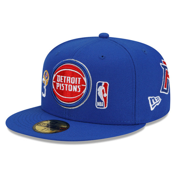 Detroit Pistons New Era NBA Exclusive COUNT THE RINGS 59Fifty Fitted Hat - Royal/Gray Bottom