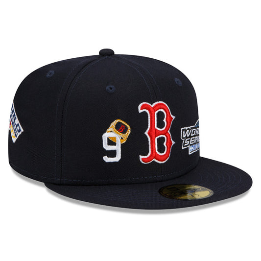 Boston Red Sox New Era MLB Exclusive COUNT THE RINGS 59Fifty Fitted Hat - Nav/Gray