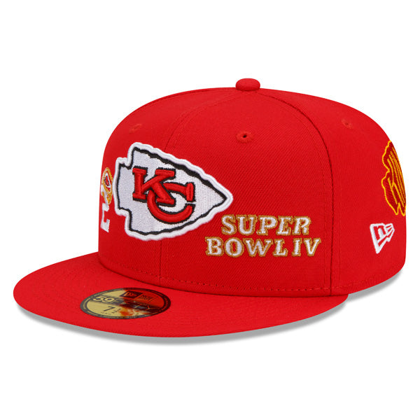 Kansas City Chiefs New Era NFL Exclusive COUNT THE RINGS 59Fifty Fitted Hat - Red/Gray Bottom