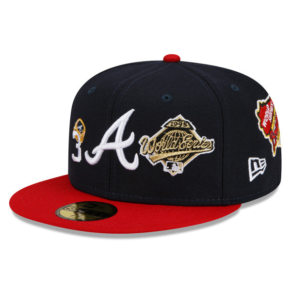 Atlanta Braves New Era MLB Exclusive COUNT THE RINGS 59Fifty Fitted Hat - Navy/Red/Gray Bottom