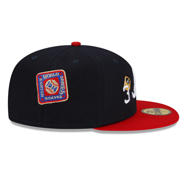 Atlanta Braves New Era MLB Exclusive COUNT THE RINGS 59Fifty Fitted Hat - Navy/Red/Gray Bottom