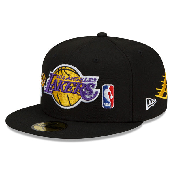 Los Angeles Lakers New Era NBA Exclusive COUNT THE RINGS 59Fifty Fitted Hat - Black/Gray Bottom