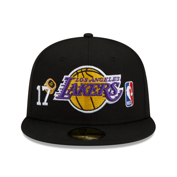 Los Angeles Lakers New Era NBA Exclusive COUNT THE RINGS 59Fifty Fitted Hat - Black/Gray Bottom