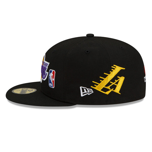 Los Angeles Lakers New Era NBA Exclusive COUNT THE RINGS 59Fifty Fitted Hat - Black/Gray Bottom