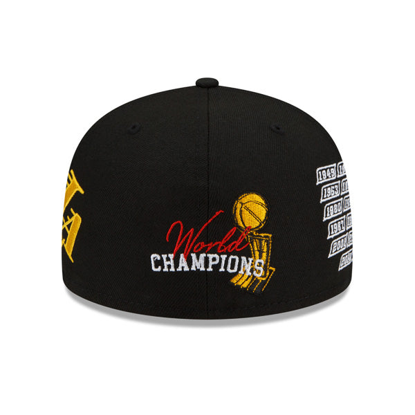 Los Angeles Lakers New Era NBA Exclusive COUNT THE RINGS 59Fifty Fitted Hat - Black/Gray Bottom