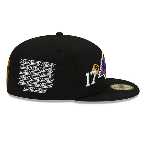 Los Angeles Lakers New Era NBA Exclusive COUNT THE RINGS 59Fifty Fitted Hat - Black/Gray Bottom