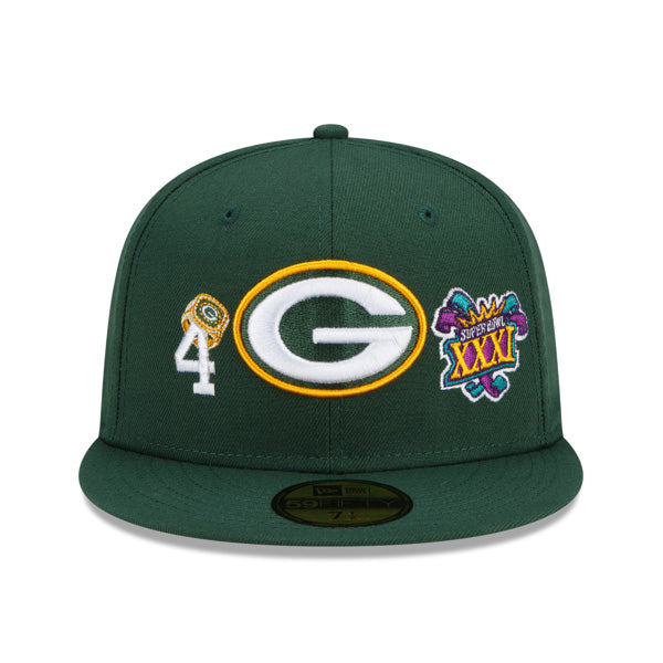 Green Bay Packers New Era NFL Exclusive COUNT THE RINGS 59Fifty Fitted Hat - Green/Gray Bottom