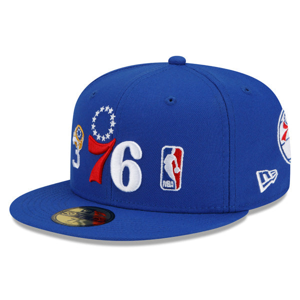 Philadelphia 76ers New Era NBA Exclusive COUNT THE RINGS 59Fifty Fitted Hat - Royal/Gray Bottom