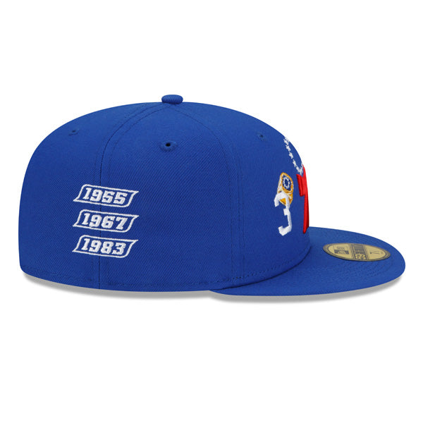 Philadelphia 76ers New Era NBA Exclusive COUNT THE RINGS 59Fifty Fitted Hat - Royal/Gray Bottom