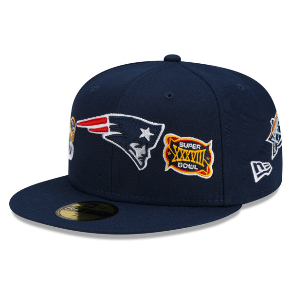 New England Patriots New Era NFL Exclusive COUNT THE RINGS 59Fifty Fitted Hat - Navy/Gray Bottom