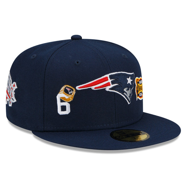 New England Patriots New Era NFL Exclusive COUNT THE RINGS 59Fifty Fitted Hat - Navy/Gray Bottom