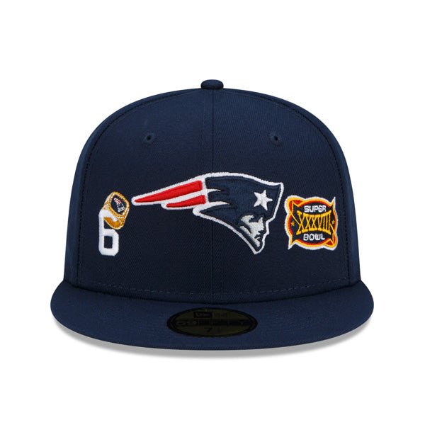 New England Patriots New Era NFL Exclusive COUNT THE RINGS 59Fifty Fitted Hat - Navy/Gray Bottom