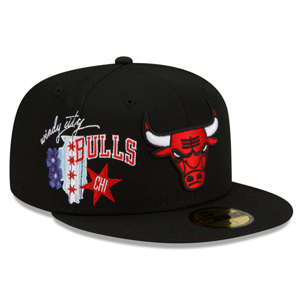 Chicago Bulls New Era NBA Exclusive CLUSTER 59Fifty Fitted Hat - Black/Gray Bottom