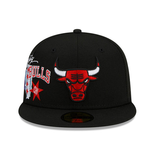 Chicago Bulls New Era NBA Exclusive CLUSTER 59Fifty Fitted Hat - Black/Gray Bottom