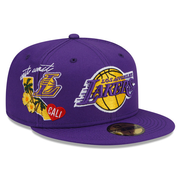 Los Angeles Lakers New Era NBA Exclusive CLUSTER 59Fifty Fitted Hat - Purple/Gray Bottom