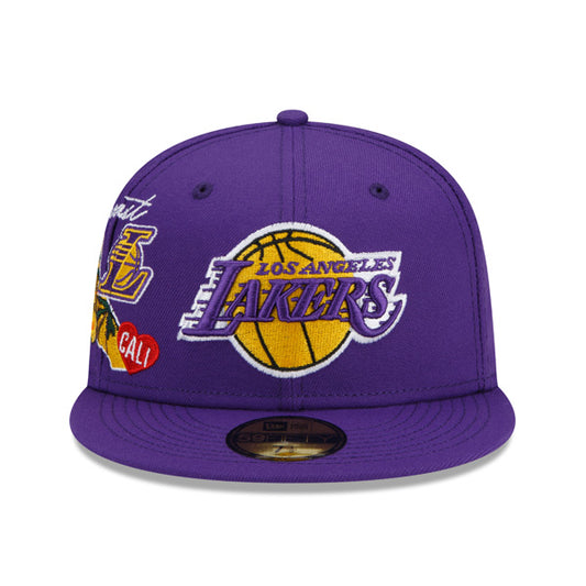 Los Angeles Lakers New Era NBA Exclusive CLUSTER 59Fifty Fitted Hat - Purple/Gray Bottom
