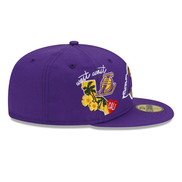 Los Angeles Lakers New Era NBA Exclusive CLUSTER 59Fifty Fitted Hat - Purple/Gray Bottom