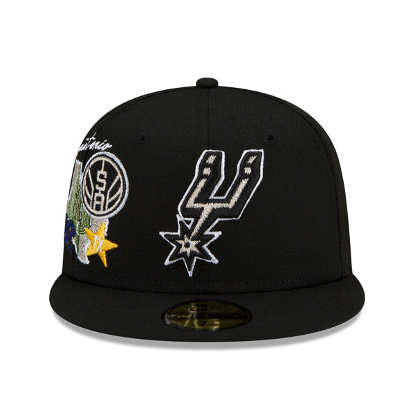 San Antonio Spurs New Era NBA Exclusive CLUSTER 59Fifty Fitted Hat - Black/Gray Bottom