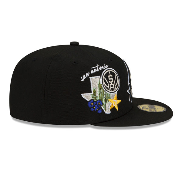 San Antonio Spurs New Era NBA Exclusive CLUSTER 59Fifty Fitted Hat - Black/Gray Bottom