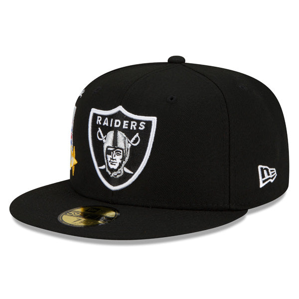 Las Vegas Raiders New Era NFL Exclusive CLUSTER 59Fifty Fitted Hat - Black/Gray Bottom