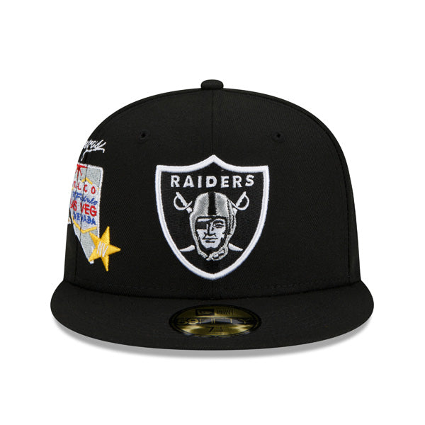 Las Vegas Raiders New Era NFL Exclusive CLUSTER 59Fifty Fitted Hat - Black/Gray Bottom