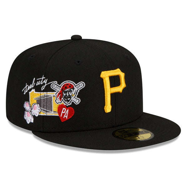 Pittsburgh Pirates New Era MLB Exclusive CLUSTER 59Fifty Fitted Hat - Black/Gray Bottom