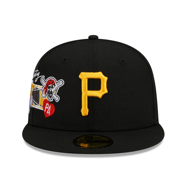 Pittsburgh Pirates New Era MLB Exclusive CLUSTER 59Fifty Fitted Hat - Black/Gray Bottom