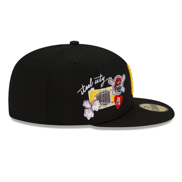 Pittsburgh Pirates New Era MLB Exclusive CLUSTER 59Fifty Fitted Hat - Black/Gray Bottom