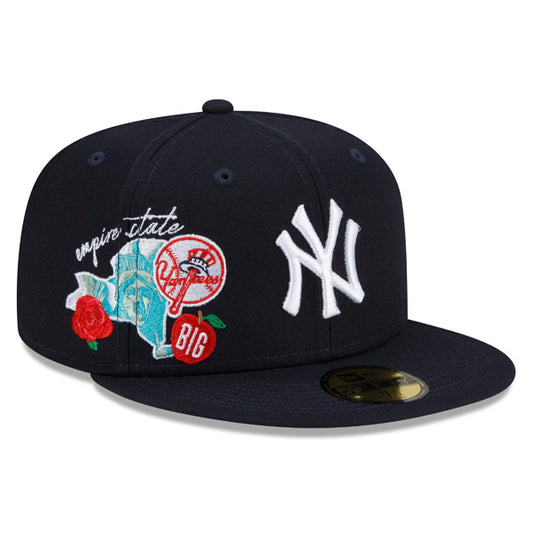 New York Yankees New Era MLB Exclusive CLUSTER 59Fifty Fitted Hat - Navy/Gray Bottom