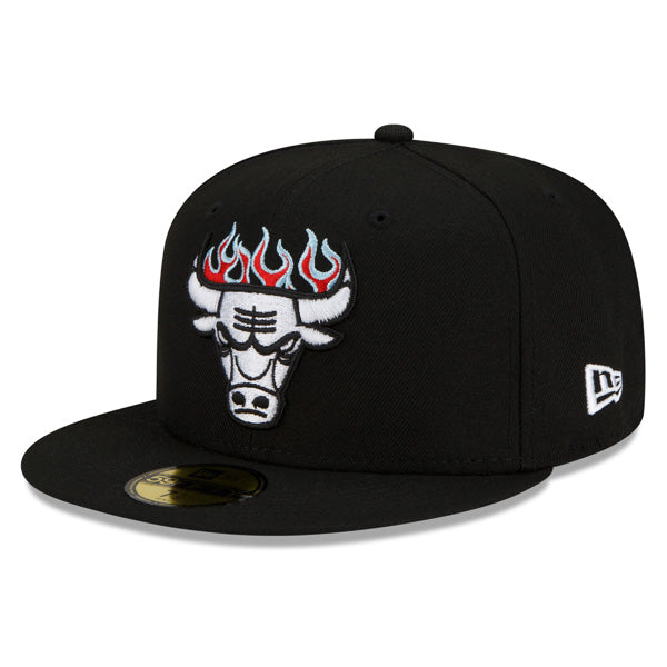 Chicago Bulls New Era NBA EASTERN CONFERENCE New Era Exclusive ON-FIRE 59Fifty Fitted Hat - Black/Sky Bottom