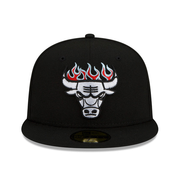 Chicago Bulls New Era NBA EASTERN CONFERENCE New Era Exclusive ON-FIRE 59Fifty Fitted Hat - Black/Sky Bottom