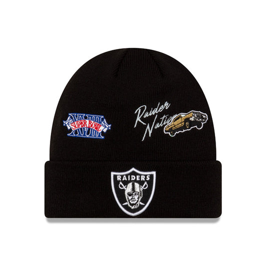 Las Vegas Raiders New Era SUPPER BOWL CITY TRANSIT Cuffed Knit NFL Hat - Black