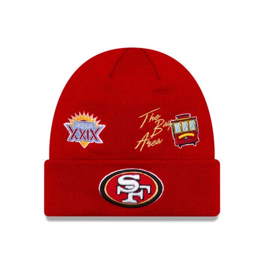 San Francisco 49ers New Era SUPER BOWL CITY TRANSIT Cuffed Knit NFL Hat - Red