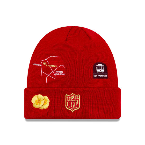 San Francisco 49ers New Era SUPER BOWL CITY TRANSIT Cuffed Knit NFL Hat - Red