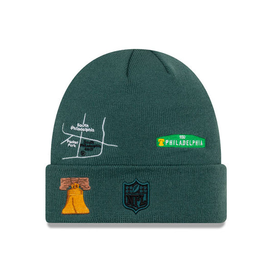 Philadelphia Eagles New Era SUPER BOWL CITY TRANSIT Cuffed Knit NFL Hat - Green