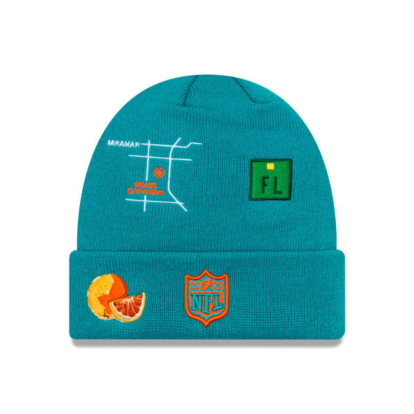 Miami Dolphins New Era SUPER BOWL CITY TRANSIT Cuffed Knit NFL Hat - Aqua