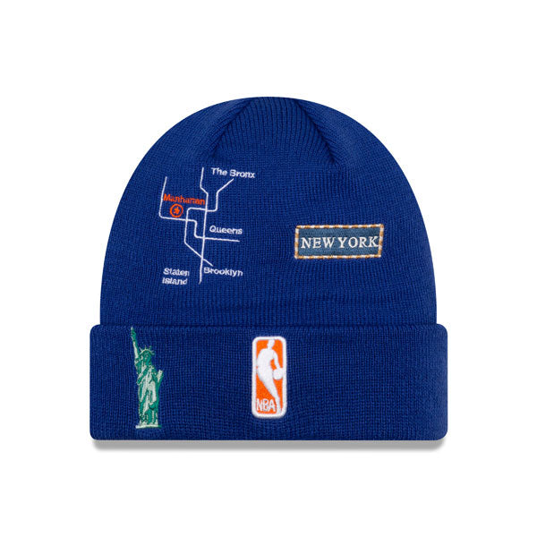 New York Knicks New Era WORLD SERIES CITY TRANSIT Cuffed Knit NBA Hat - Royal