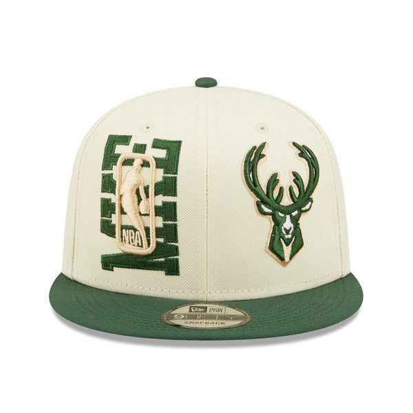 Milwaukee Bucks New Era 2022 NBA Draft 9FIFTY Snapback Adjustable Hat - Cream/Pine
