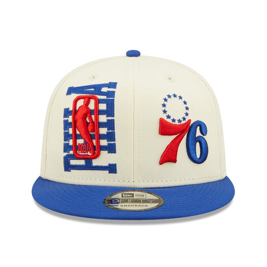Philadelphia 76ers New Era 2022 NBA Draft 9FIFTY Snapback Adjustable Hat - Cream/Royal