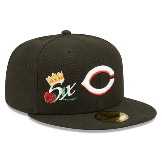 Cincinnati Reds 5-Time Champions CROWN CHAMPS Exclusive New Era 59Fifty Fitted Hat - Black