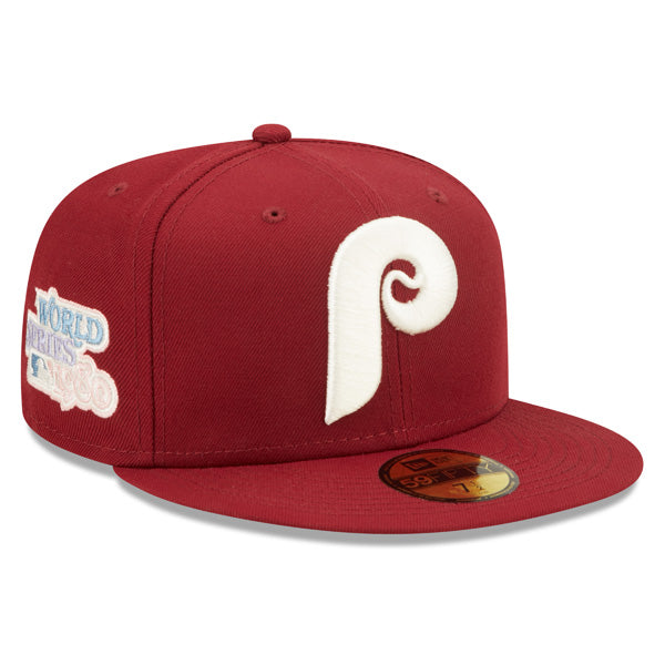 Philadelphia Phillies 1980 WORLD SERIES New Era POP-ALOT 59Fifty Fitted Hat - Maroon/Lavender