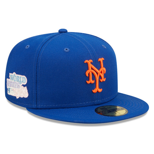 New York Mets 1986 WORLD SERIES New Era POP-ALOT 59Fifty Fitted Hat - Royal/Sky Bottom