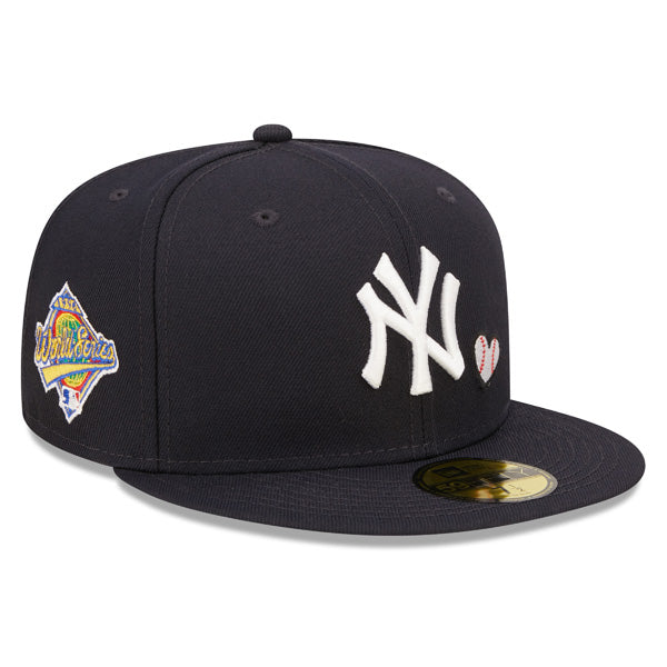 New York Yankees 1996 WORLD SERIES Exclusive TEAM HEARTS New Era Fitted 59Fifty MLB Hat -Navy
