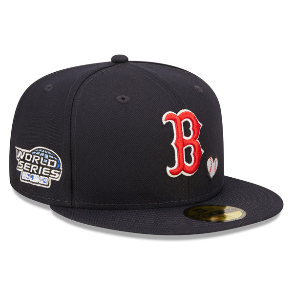Boston Red Sox 2004 WORLD SERIES Exclusive TEAM HEARTS New Era Fitted 59Fifty MLB Hat -Navy