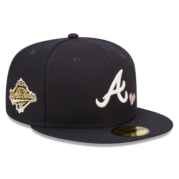 Atlanta Braves  1995 WORLD SERIES Exclusive TEAM HEARTS New Era Fitted 59Fifty MLB Hat -Navy