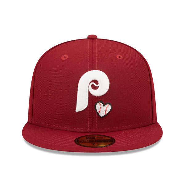 Philadelphia Phillies 1980 WORLD SERIES Exclusive TEAM HEARTS New Era Fitted 59Fifty MLB Hat -Maroon