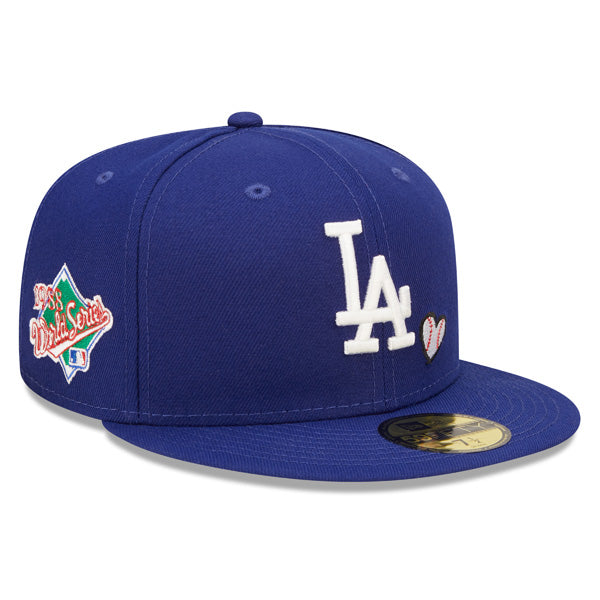 Los Angeles 1988 WORLD SERIES Exclusive TEAM HEARTS New Era Fitted 59Fifty MLB Hat - Royal