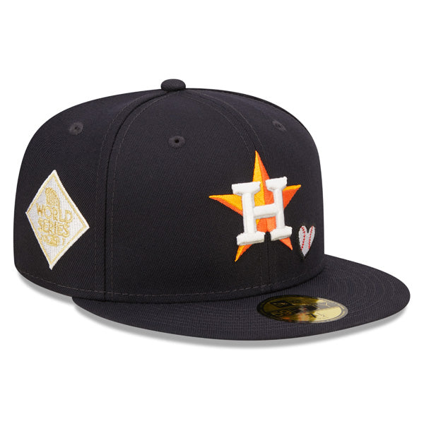 Houston Astros 2017 WORLD SERIES Exclusive TEAM HEARTS New Era Fitted 59Fifty MLB Hat -Navy