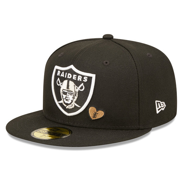 Las Vegas Raiders SUPER BOWL XVIII (18) Exclusive TEAM HEARTS New Era Fitted 59Fifty NFL Hat - Black