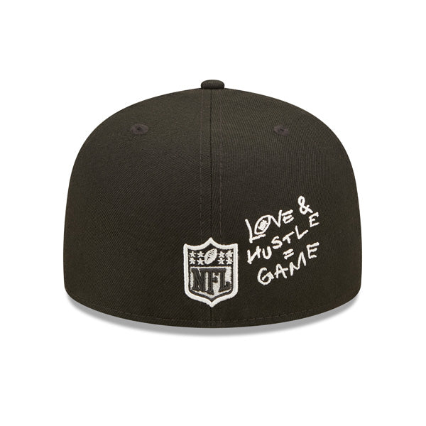 Las Vegas Raiders SUPER BOWL XVIII (18) Exclusive TEAM HEARTS New Era Fitted 59Fifty NFL Hat - Black
